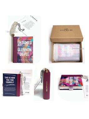 NWT COACH UNTAMED BY GLENNON DOYLE Leather/ Brass Book Keychain+COACH Dust Bag